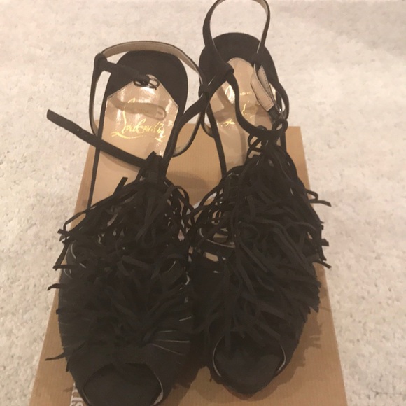 Christian Louboutin Shoes - Christian Louboitin new black suede fringe heel